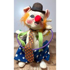 Annalee Circus Clown Mouse Figurine With Felt Hat Polka Dot Pants 2024